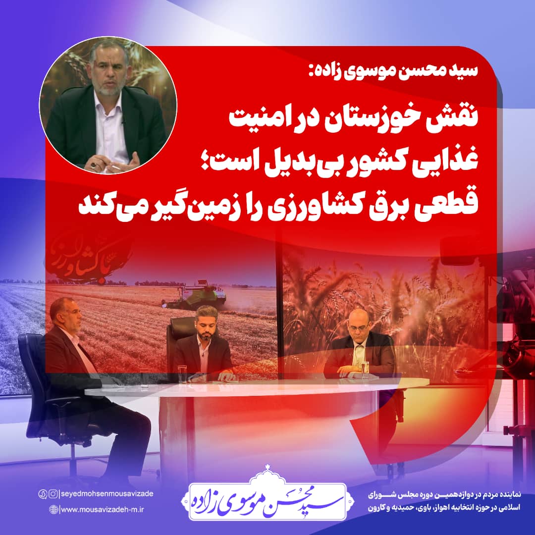 نقش خوزستان در امنیت غذایی بی‌بدیل است؛ قطعی برق کشاورزی را زمین‌گیر می‌کند
