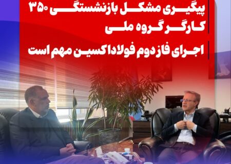 پیگیری مشکل بازنشستگی ۳۵۰ کارگر گروه ملی/ اجرای فاز دوم فولاداکسین مهم است