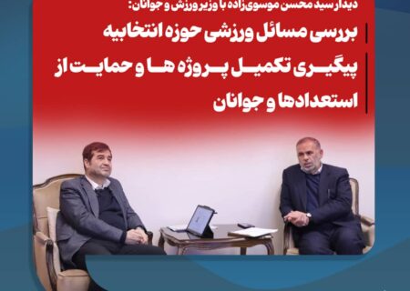 بررسی مسائل ورزشی حوزه انتخابیه در دیدار سید محسن موسوی‌زاده با وزیر ورزش و جوانان