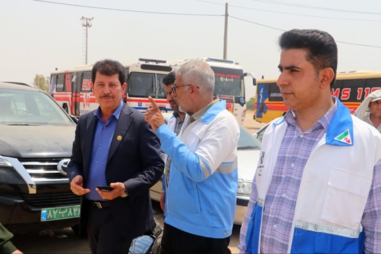 نظارت رئیس مرکز بهداشت استان خوزستان بر زیرساختهای سلامت اردوگاه موقت ثامن در ایام اربعین / تأکید دکتر مهرداد شریفی بر تقویت خدمات بهداشتی و همکاری بینبخشی برای زائران اتباع خارجی