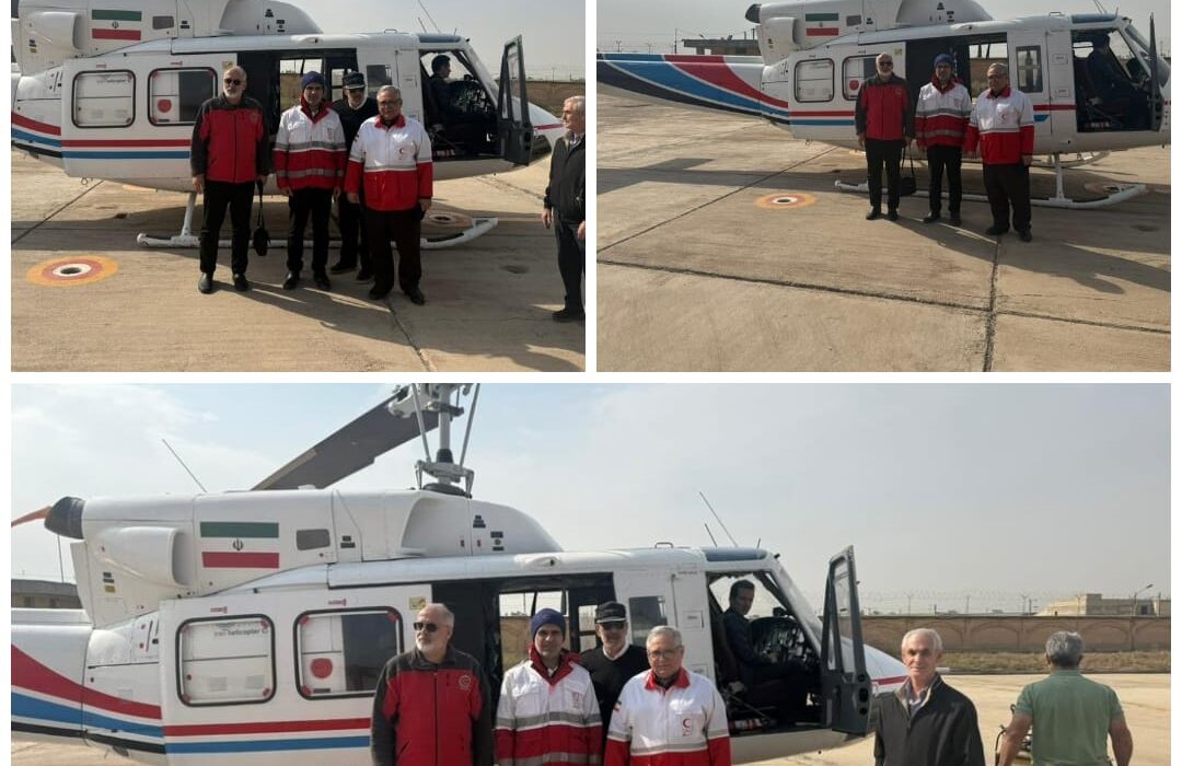 بالگرد هلال‌احمر با حضور کارشناسان مجهز به دوربین‌های شناسایی دقیق برای جست‌وجوی پیکر فرد مفقودشده در سیل ایذه به پرواز درآمد