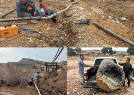 بازگشت آب شرب ۲۰ خانوار / بازسازی اضطراری خط انتقال آب روستای تمبی پایین پس از سیلاب